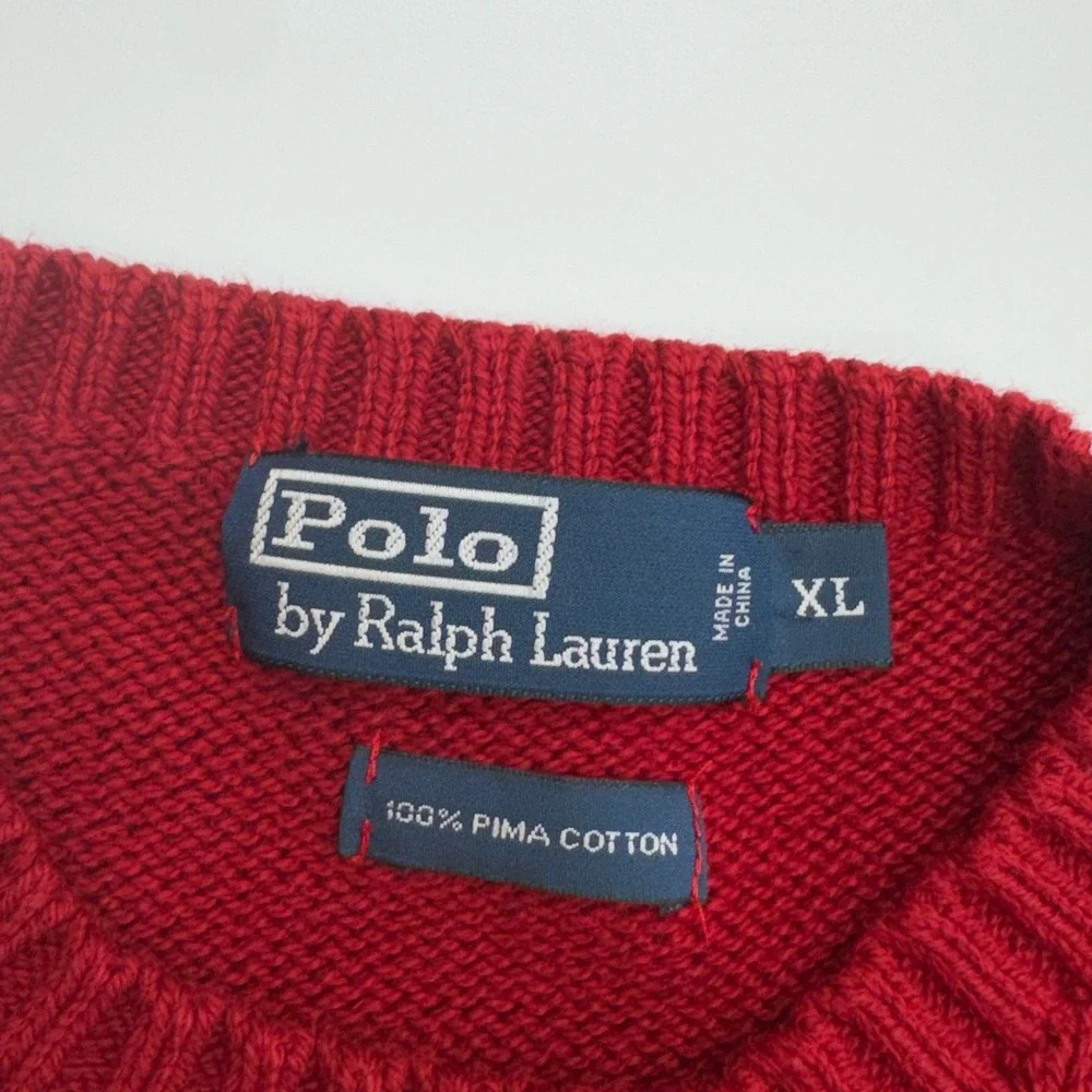 Polo Ralph Lauren Sweater Mens XL Red Preppy Old Money Aesthetic